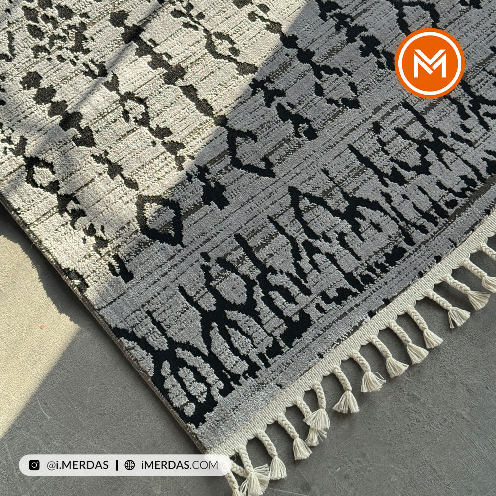 فرش کناره کد 41294 زمینه نقره ای نقره ای